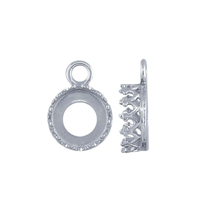 Argentium® Silver 8mm Round Gallery Wire Bezel Cup Component Mounting