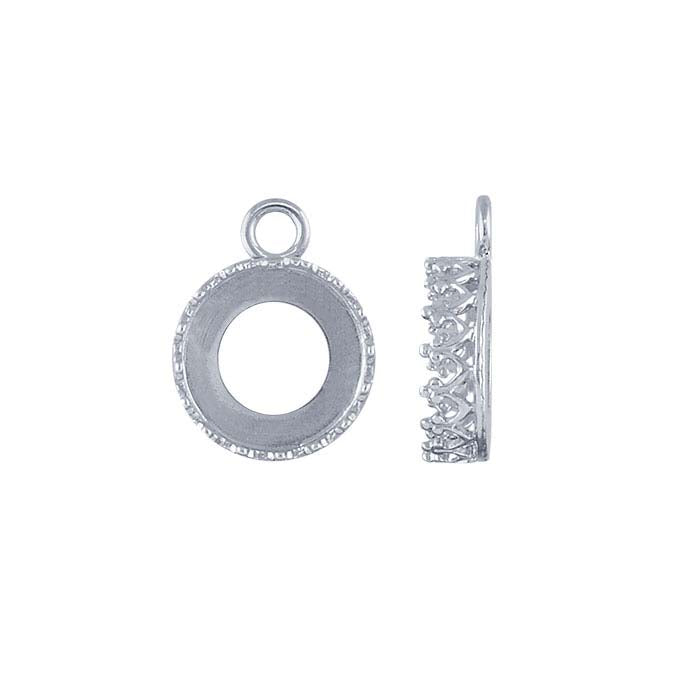 Argentium® Silver 10mm Round Gallery Wire Bezel Cup Component Mounting