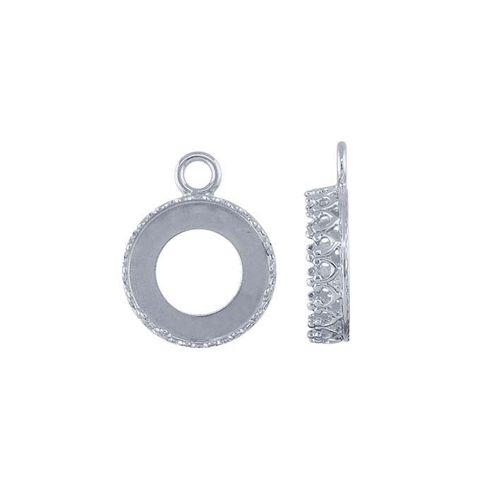 Argentium® Silver 12mm Round Gallery Wire Bezel Cup Component Mounting