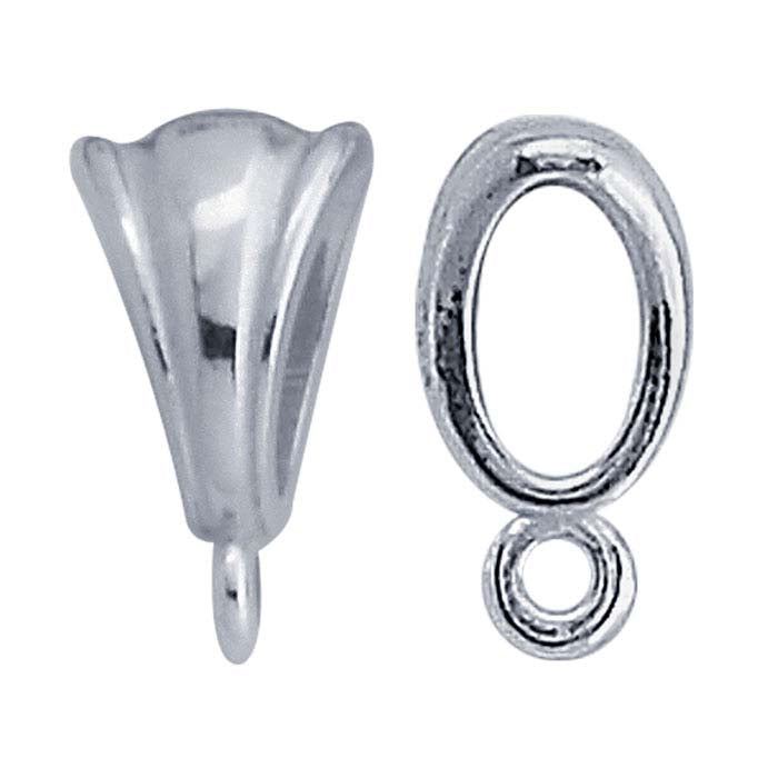 Sterling Silver Fluted Pendant Bails with Perpendicular Ring