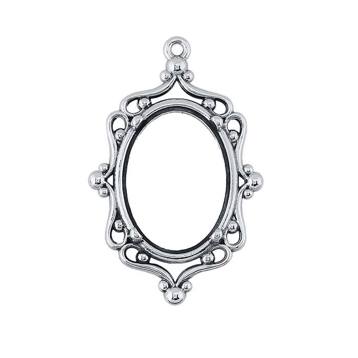 Sterling Silver 18 x 13mm Oval Filigree Pendant Mounting