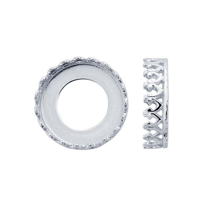 Sterling Silver 12mm Round Gallery Wire Bezel Cup Setting