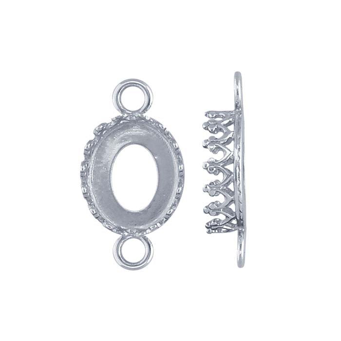 Sterling Silver Oval Gallery Wire Cabochon Link Component Mounting