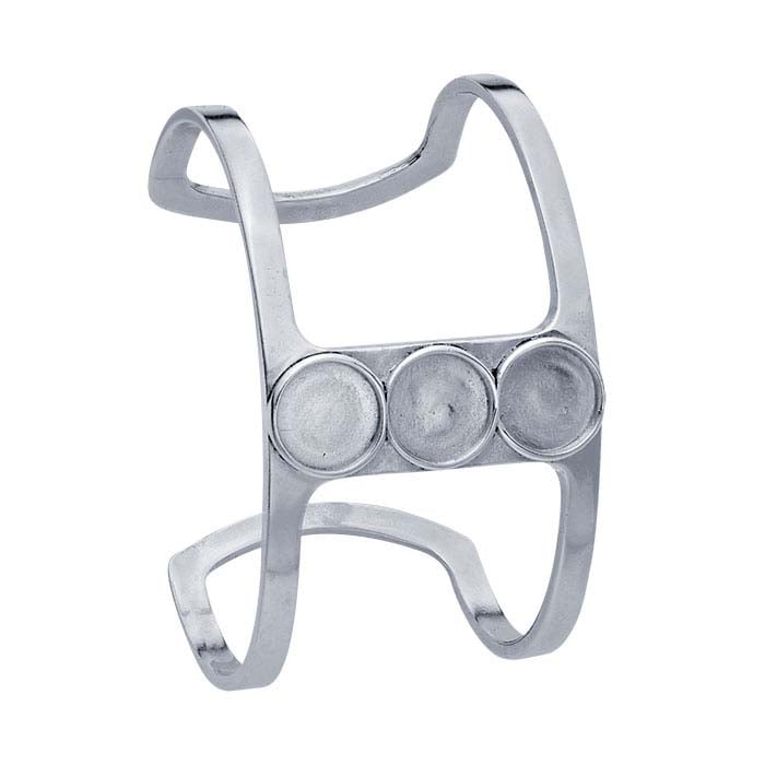Sterling Silver 10mm Round Open Cuff Bracelet Mounting