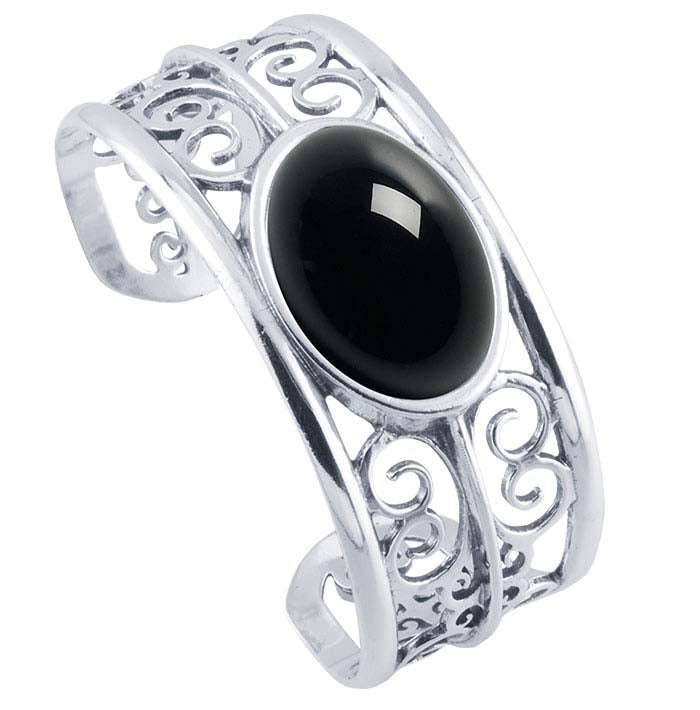 Sterling Silver 25 x 18mm Oval Filigree Cuff Bracelet Mounting