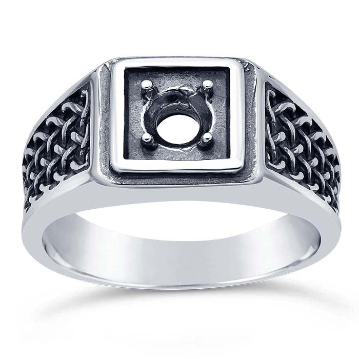Sterling Silver Woven 5mm Round Ring Mounting