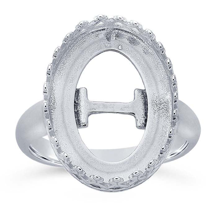 Sterling Silver Gallery Wire 18 x 13mm Oval Cabochon Ring Mounting