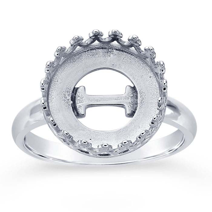 Sterling Silver Gallery Wire 12mm Round Cabochon Ring Mounting