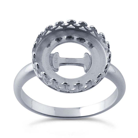 Sterling Silver Gallery Wire 14mm Round Cabochon Ring Mounting