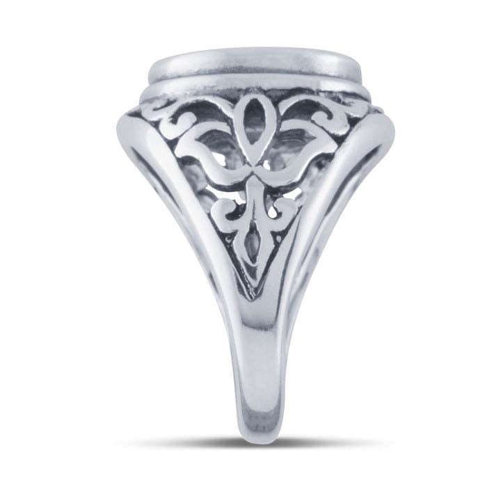 Sterling Silver Filigree 12mm Round Cabochon Ring Mounting