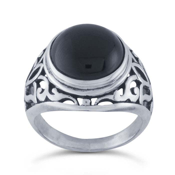 Sterling Silver Filigree 12mm Round Cabochon Ring Mounting