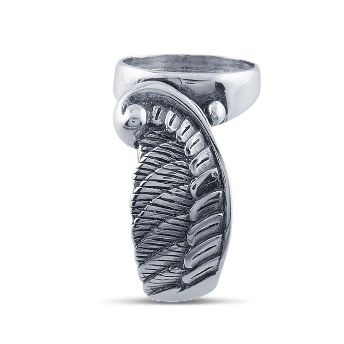 Sterling Silver Angel Wing 12 x 10mm Oval Cabochon Ring Mounting