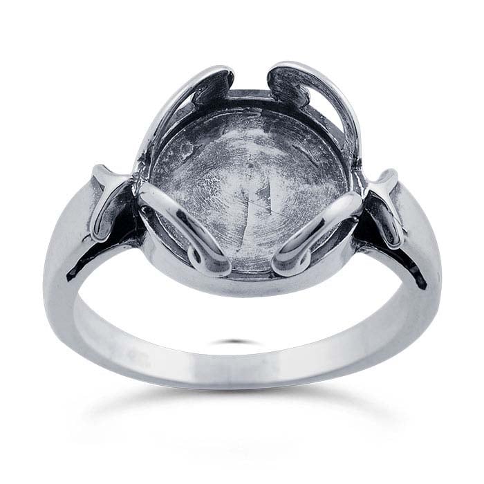 Sterling Silver Swirl Accent Round Ring Mounting
