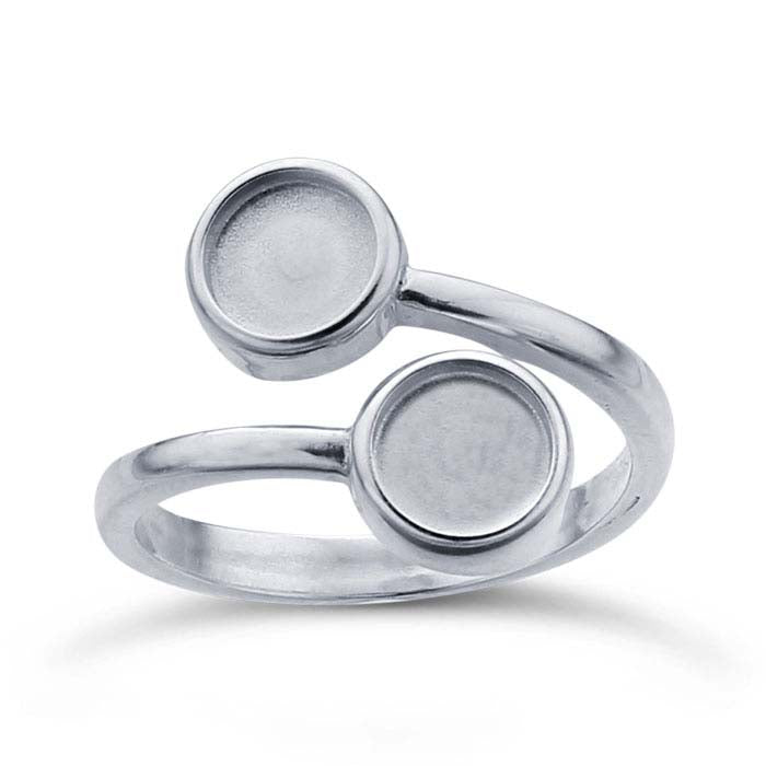 Sterling Silver Bypass Round Cabochon Ring Mounting