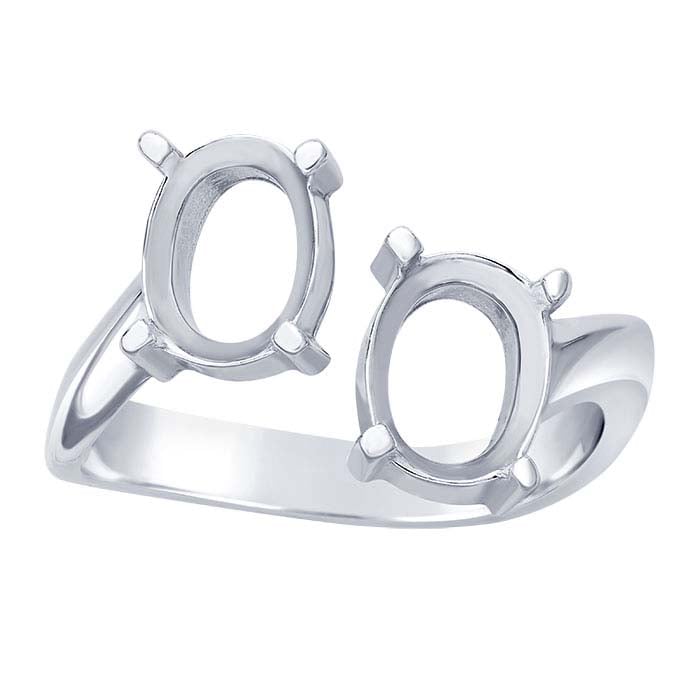 Sterling Silver 8 x 6mm Oval Bypass Ring Mounting