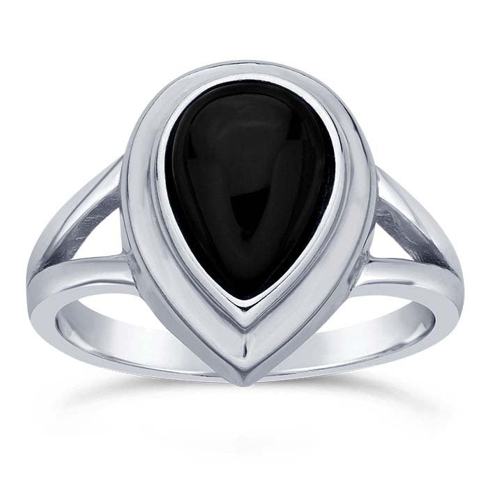 Sterling Silver Pear Cabochon Ring Mounting