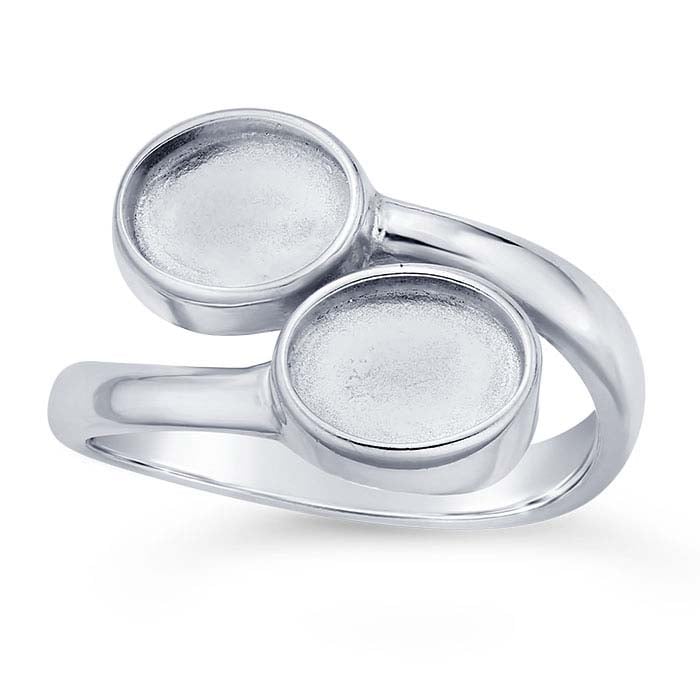 Sterling Silver Bypass 8 x 6mm Oval Cabochon Ring Mounting