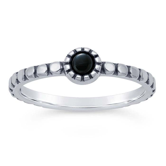 Sterling Silver Beaded-Edge 4mm Round Cabochon Ring Mounting