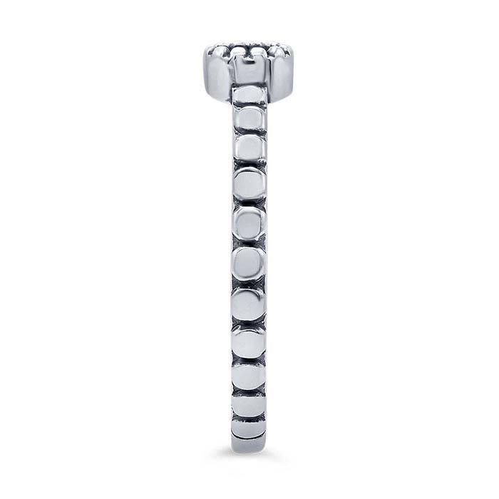 Sterling Silver Beaded-Edge 4mm Round Cabochon Ring Mounting