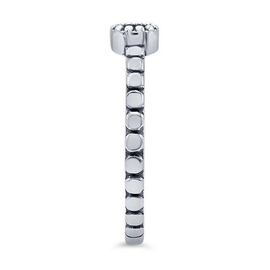 Sterling Silver Beaded-Edge 4mm Round Cabochon Ring Mounting