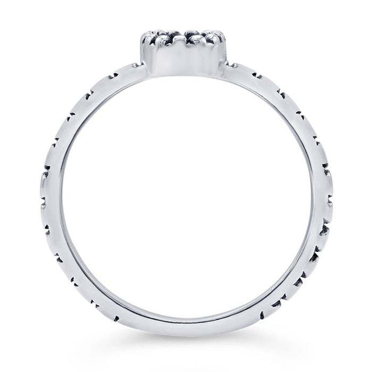 Sterling Silver Beaded-Edge 7 x 5mm Oval Cabochon Ring Mounting