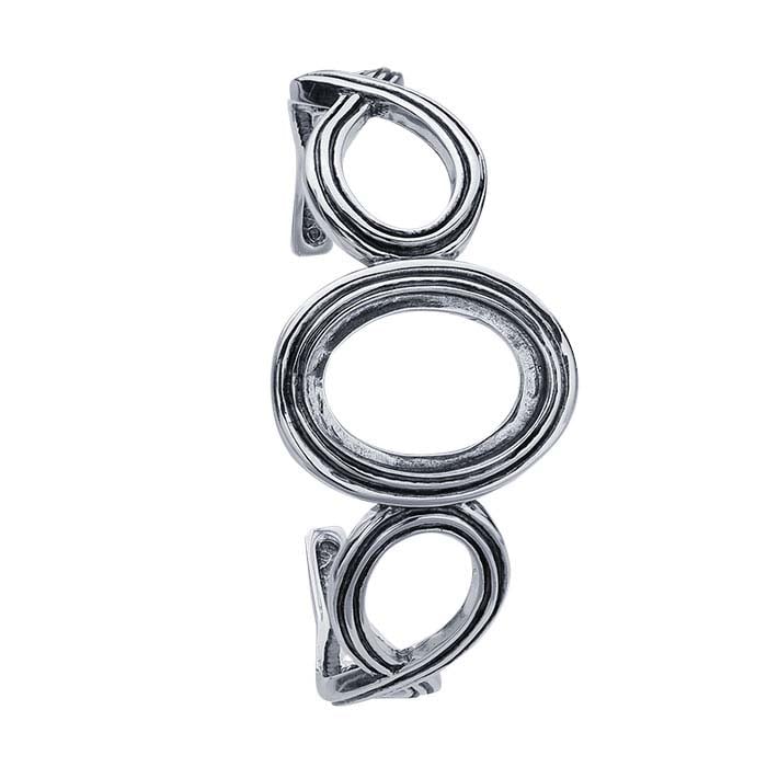 Sterling Silver 25 x 18mm Oval Cuff Bracelet Mounting