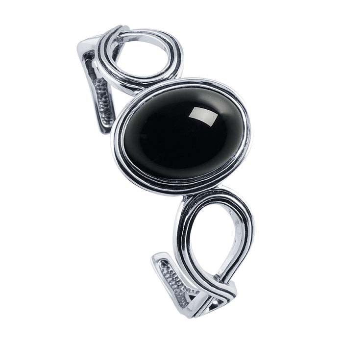 Sterling Silver 25 x 18mm Oval Cuff Bracelet Mounting