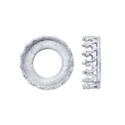 Sterling Silver 10mm Round Gallery Wire Bezel Cup Setting