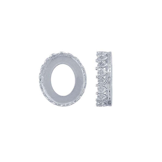 Sterling Silver 12 x 10mm Oval Gallery Wire Bezel Cup Setting