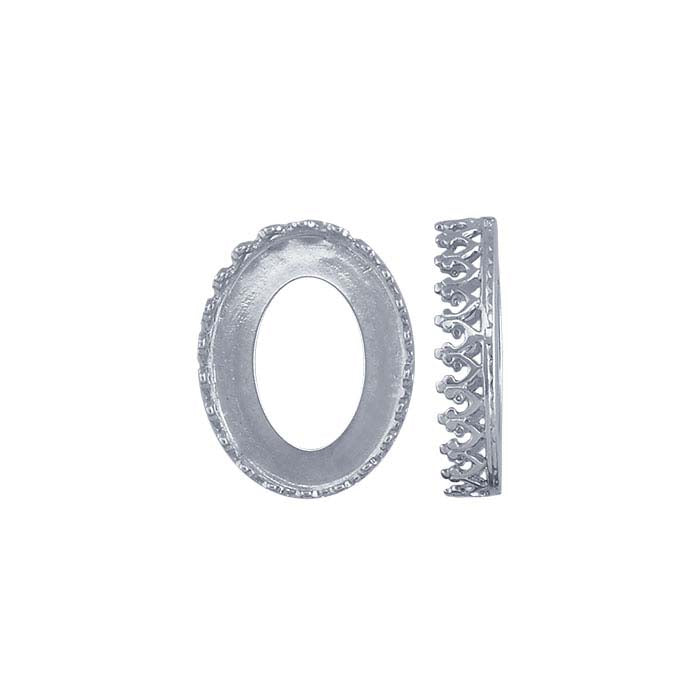 Sterling Silver 16 x 12mm Oval Gallery Wire Bezel Cup Setting