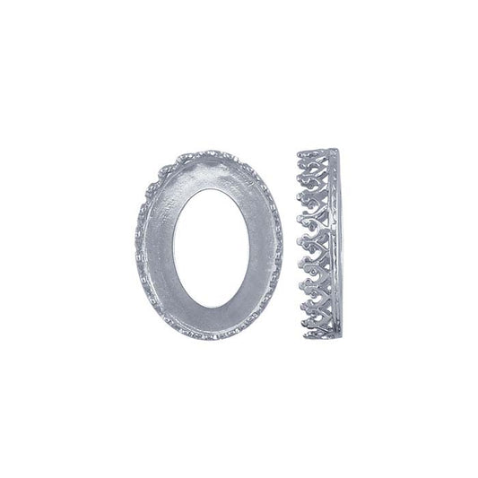 Sterling Silver 16 x 12mm Oval Gallery Wire Bezel Cup Setting