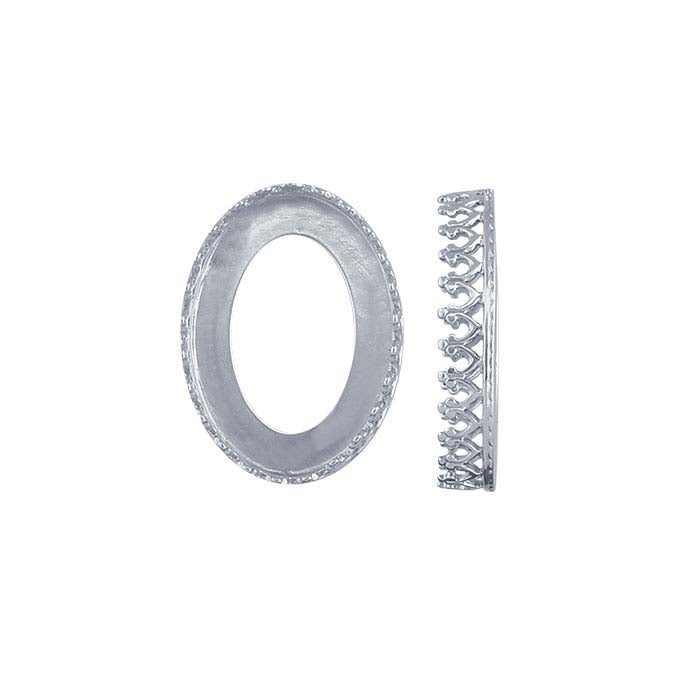 Sterling Silver 18 x 13mm Oval Gallery Wire Bezel Cup Setting