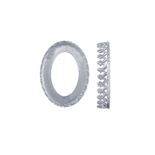 Sterling Silver 18 x 13mm Oval Gallery Wire Bezel Cup Setting