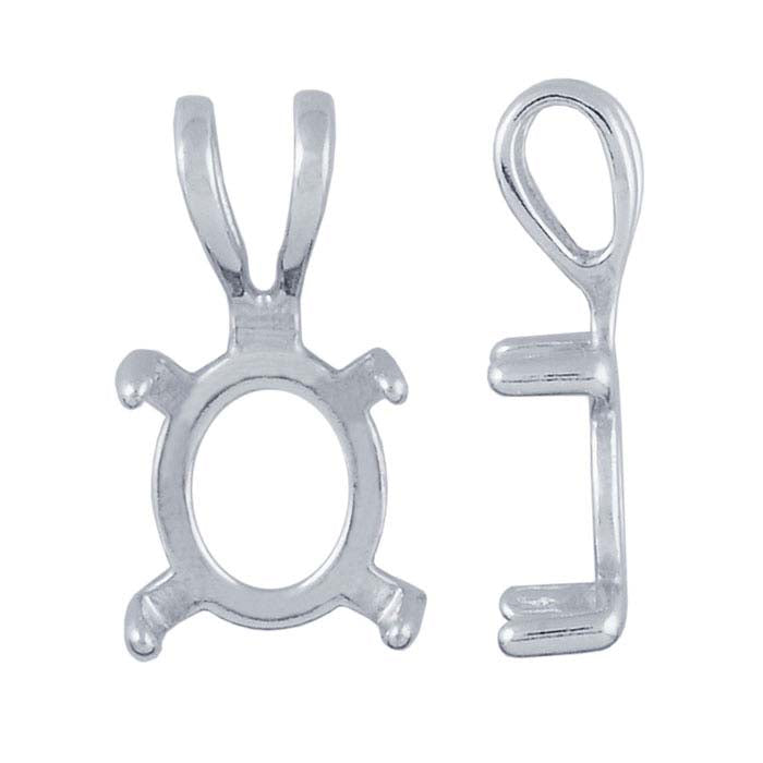 Sterling Silver 12 x 10mm Oval Pendant Mounting