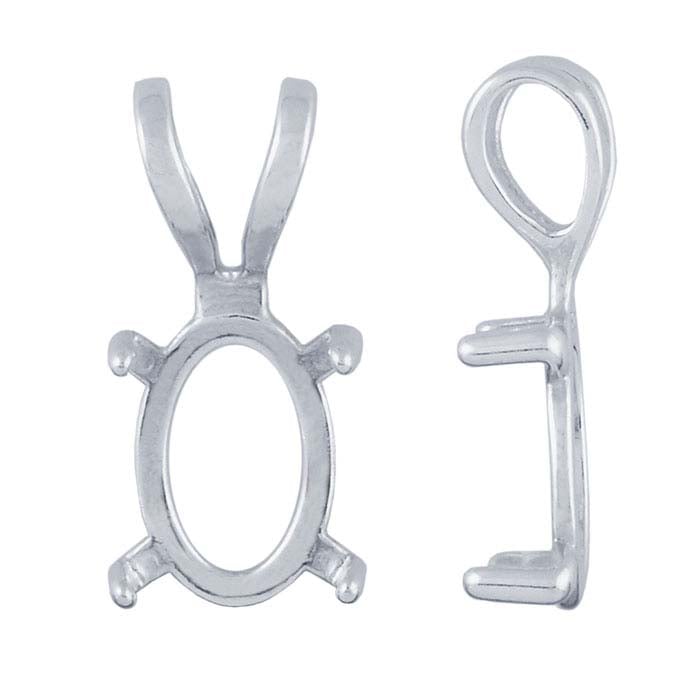 Sterling Silver 14 x 10mm Oval Pendant Mounting