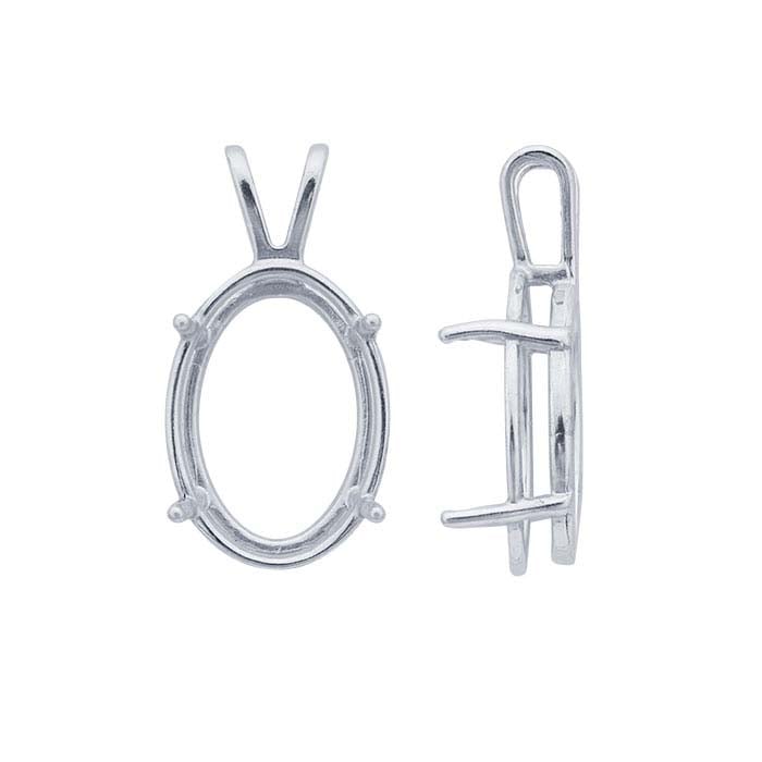 Sterling Silver 18 x Oval ReadySet™ Basket Pendant Mounting, 4-Prong