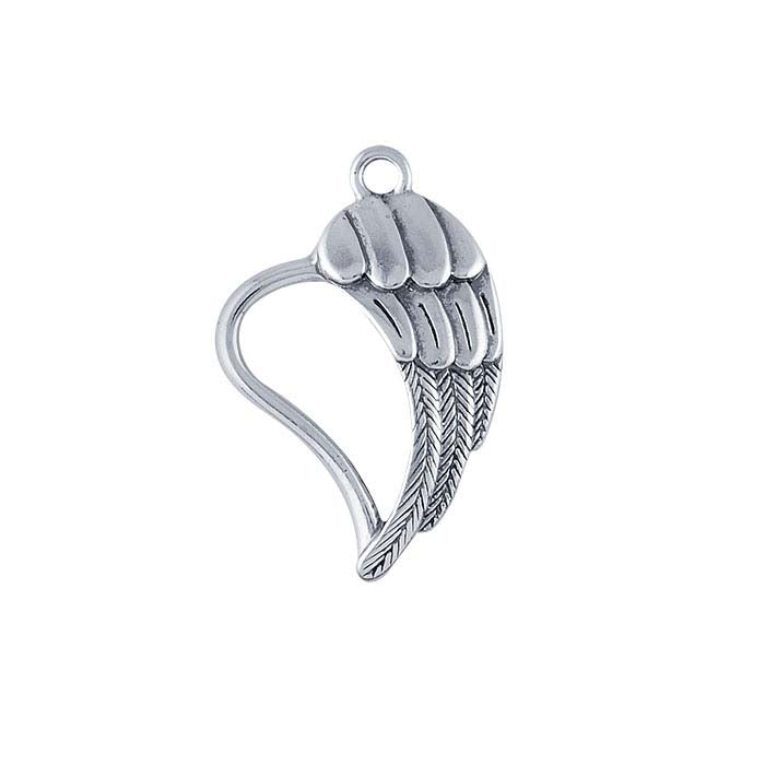 Sterling Silver Angel Wing Heart Pendant