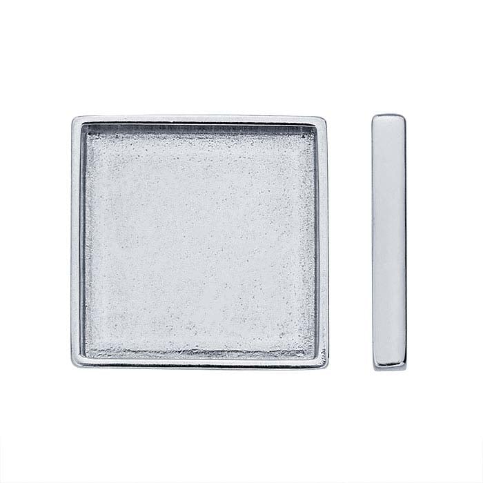 Sterling Silver 16mm Square Bezel Cup Setting