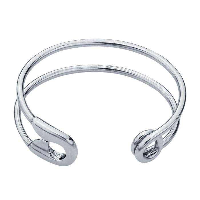 Sterling Silver Safety Pin-Style Cuff Bracelet