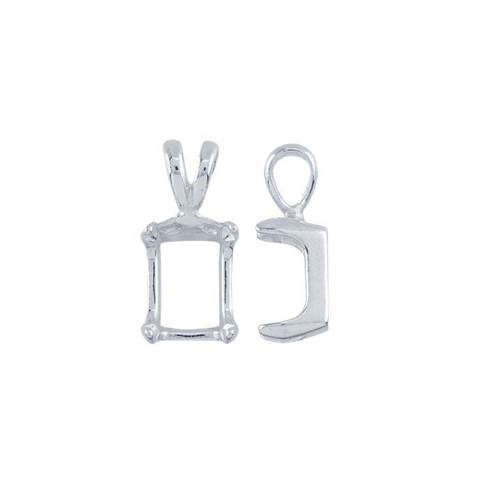 Sterlingsilber 10 x 8mm Smaragdschliff ReadySet™ Anhängerfassung