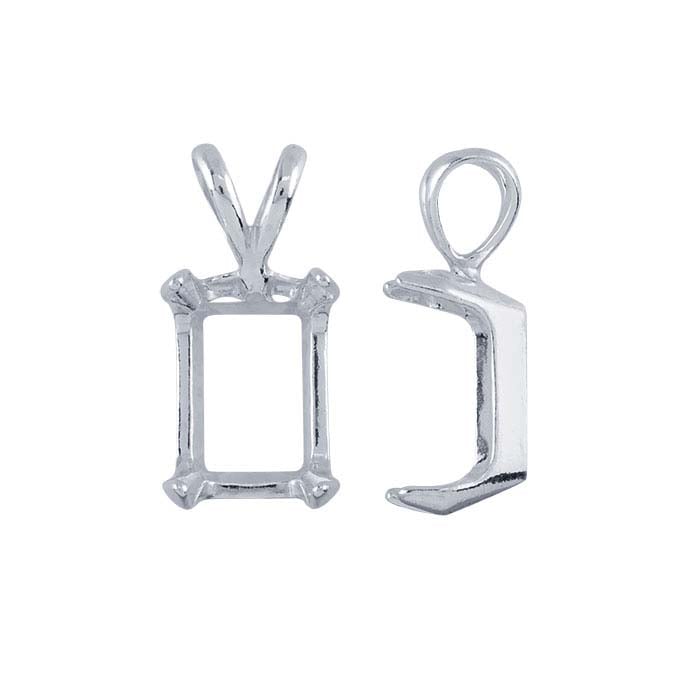 Sterling Silver Emerald-Cut ReadySet™ Pendant Mounting