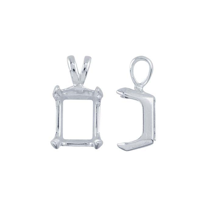 Sterling Silver Emerald-Cut ReadySet™ Pendant Mounting