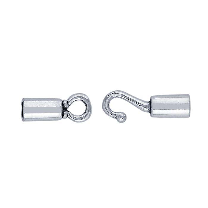 Sterling Silver 23.7 x 4.5mm Tube-End Hook & Eye Clasp
