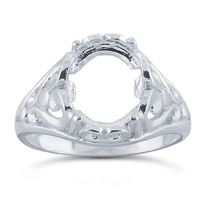 Sterling Silver 10 x 8mm Oval Cabochon Ring Mounting
