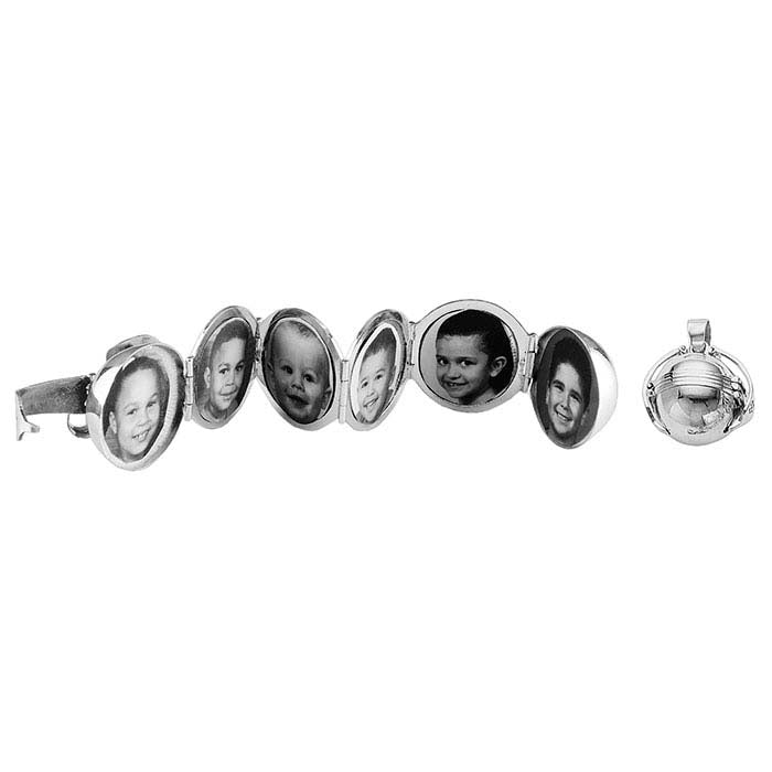 Sterling Silver Ball-Shaped Photo Locket Pendant