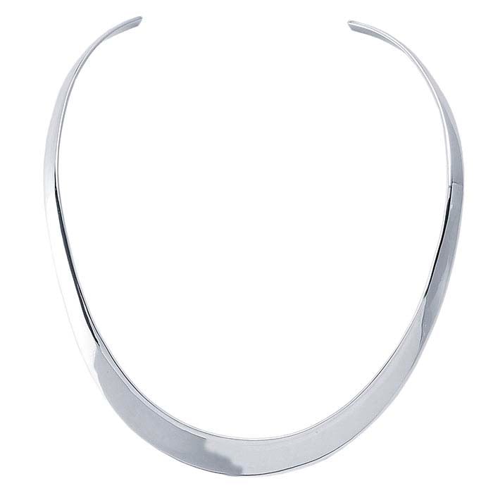 Sterling Silver 17mm Flat Tapered Neck Ring