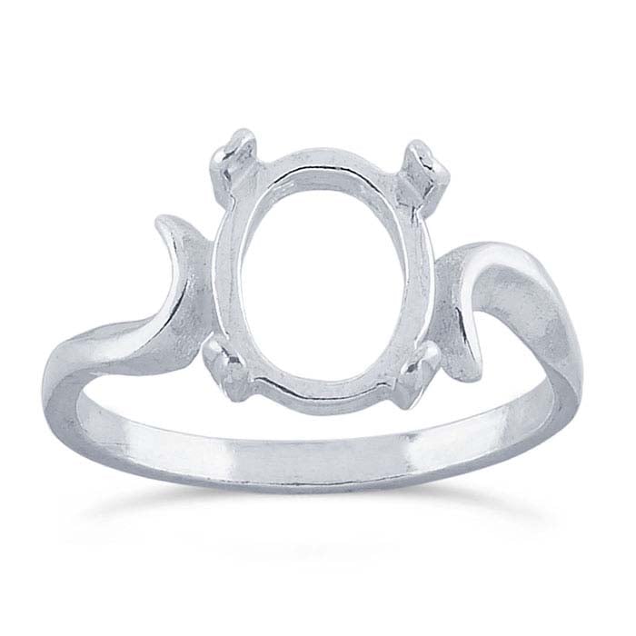 Sterling Silver 10 x 8mm Oval Cabochon Ring Mounting