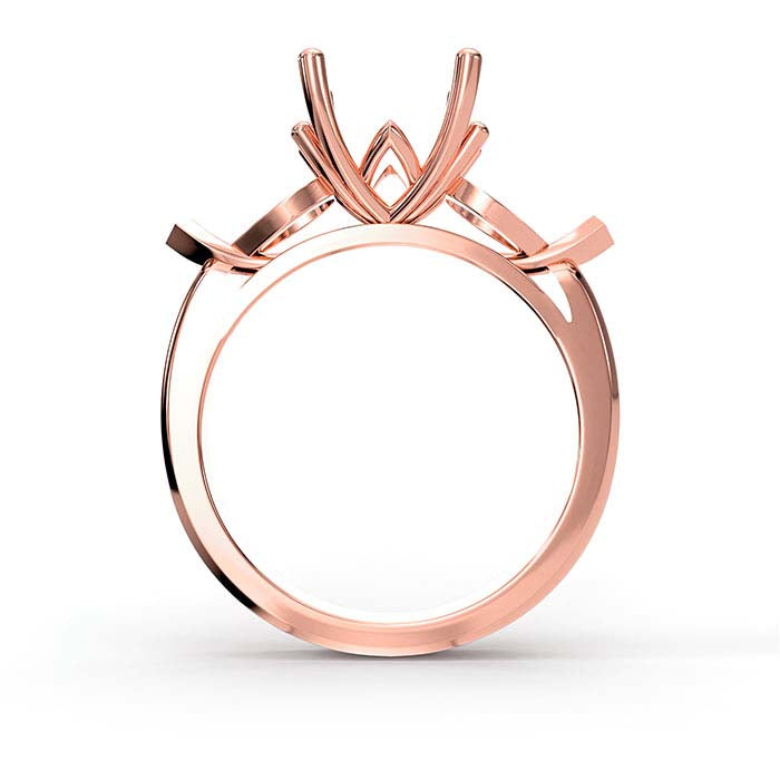 14K Rose Gold Round & Pear Stone Ring Mounting