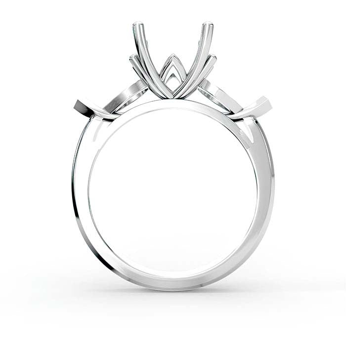 14K White Gold Round & Pear Stone Ring Mounting