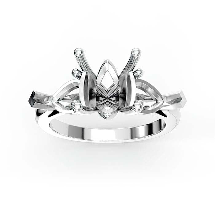 18K White Gold Round & Pear Stone Ring Mounting